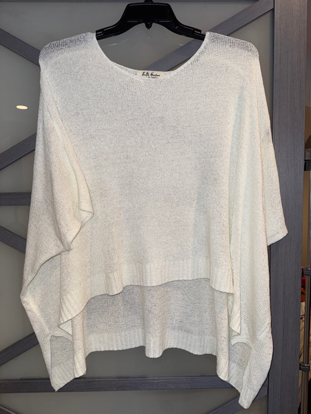 Selfie Couture Cream Lightweight Knit Poncho Sweater